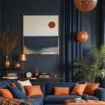 Dark Blue And Orange Living Room Decor