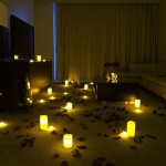 Romantic Room Decoration With Candles And Rose Petals